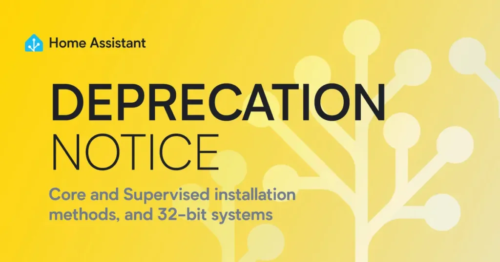 Image d'illustration. Deprecation Notice est écrit en gros sur fond jaune