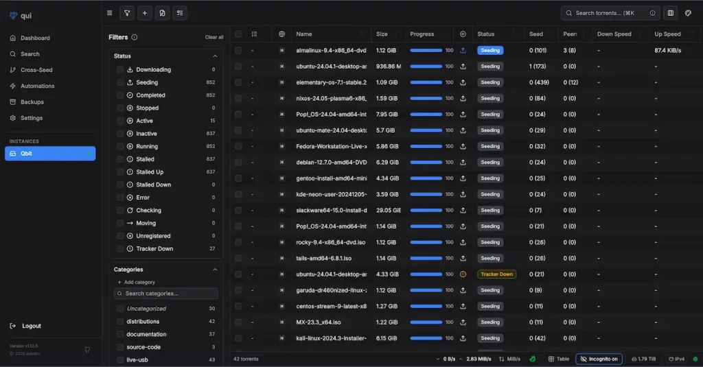 Interface web de Qui