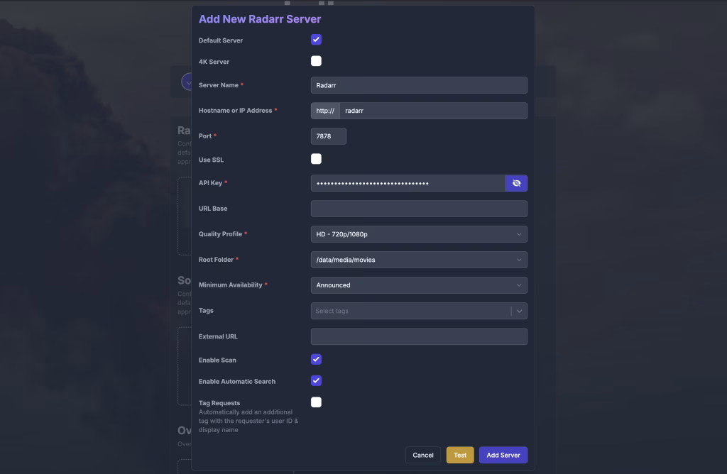 Configuration de la connexion entre les *arr et Seerr