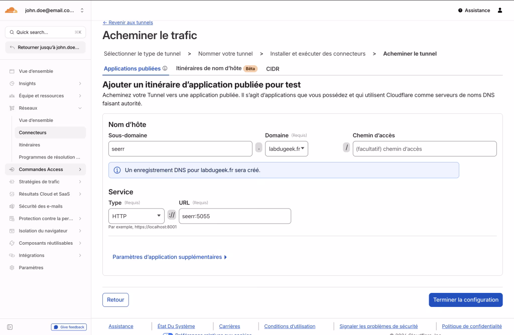 Capture d'écran du dashboard zero trust de cloudflare.
